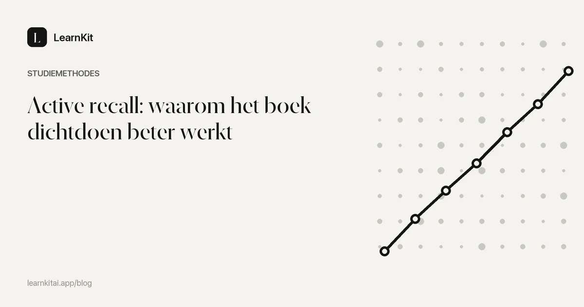 De titel Active recall: waarom het boek dichtdoen beter werkt op een rustig monochroom patroon