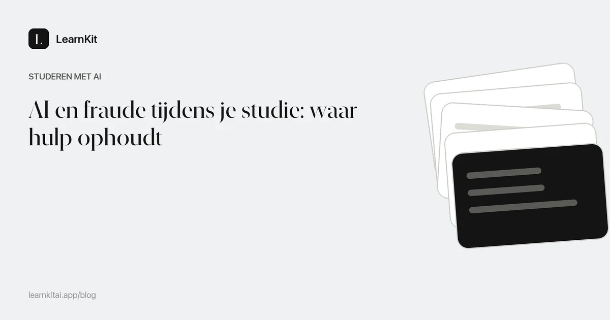 De titel AI en fraude tijdens je studie: waar hulp ophoudt op een rustig monochroom patroon