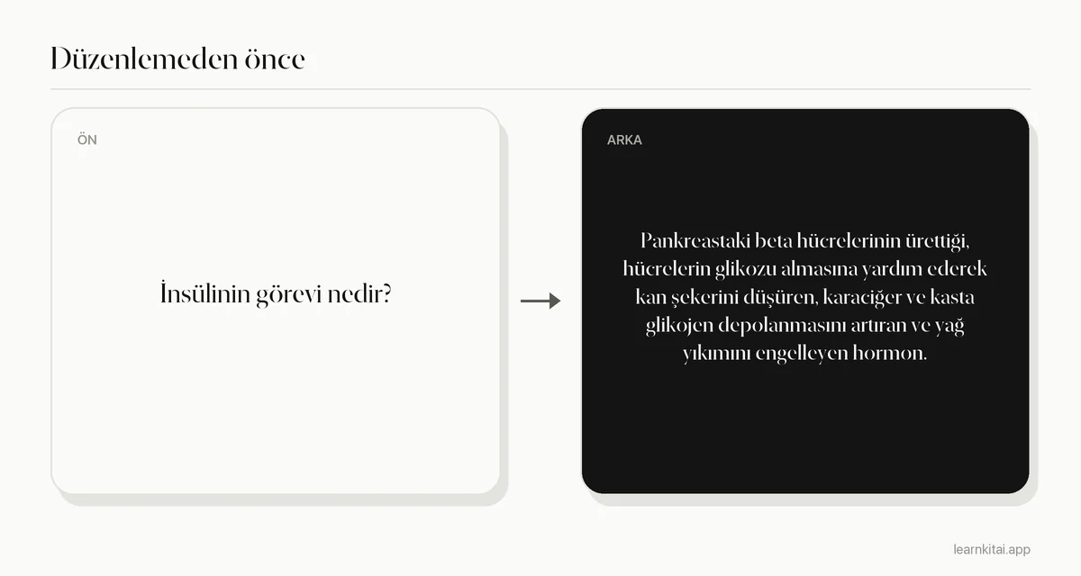Düzenlemeden önce fazla yüklü cevaplı örnek yapay zeka bilgi kartı