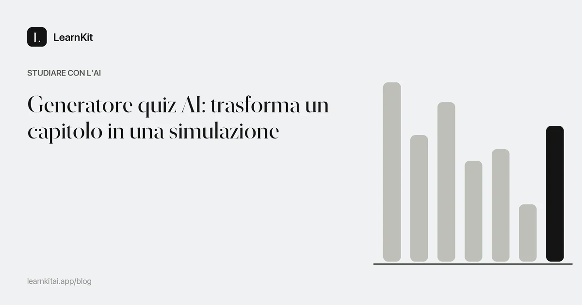 Il titolo sull'uso di un generatore quiz AI su un motivo monocromatico tenue di caselle da spuntare