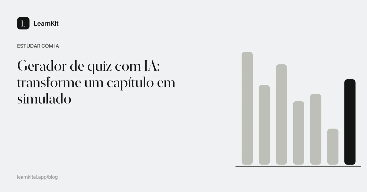 Título do artigo sobre como usar um gerador de quiz com IA sobre um padrão monocromático e sereno de caixas de seleção