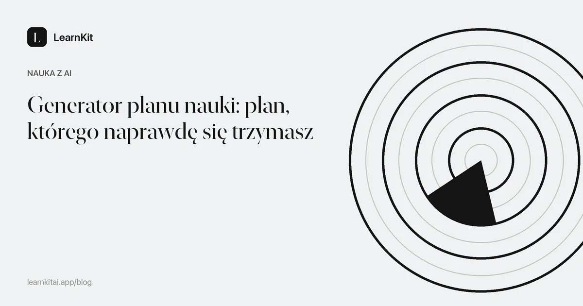 Tytuł Generator planu nauki: plan, którego naprawdę się trzymasz na spokojnym, monochromatycznym wzorze