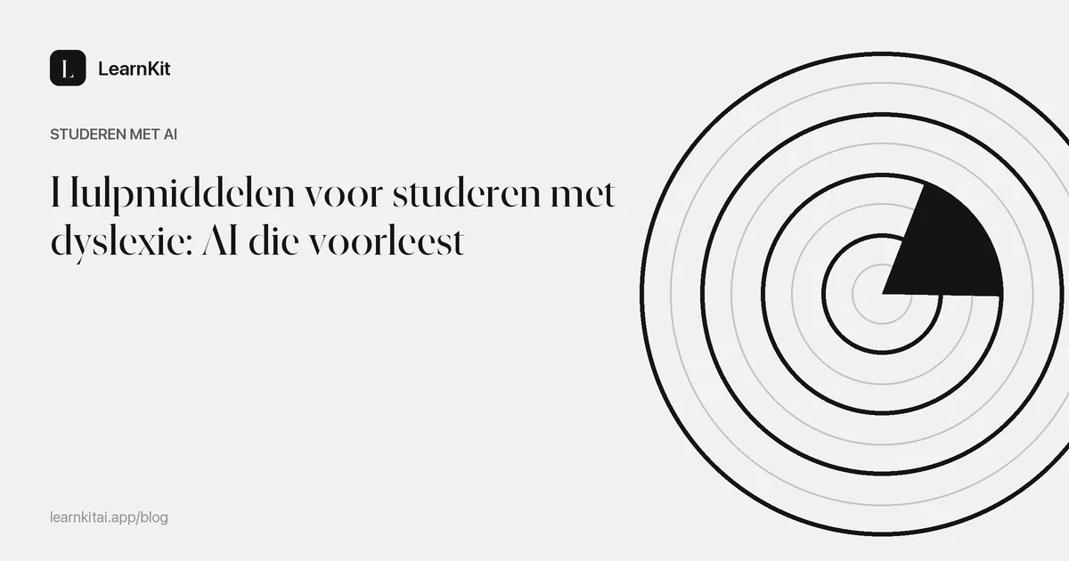 De titel Hulpmiddelen voor studeren met dyslexie: AI die voorleest op een rustig monochroom patroon