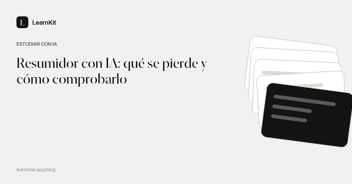 El título sobre la fiabilidad de un resumidor con IA sobre un patrón monocromo y sereno de líneas de texto