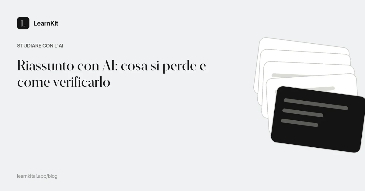 Il titolo sull'accuratezza del riassunto con AI su un motivo monocromatico tenue di righe di testo