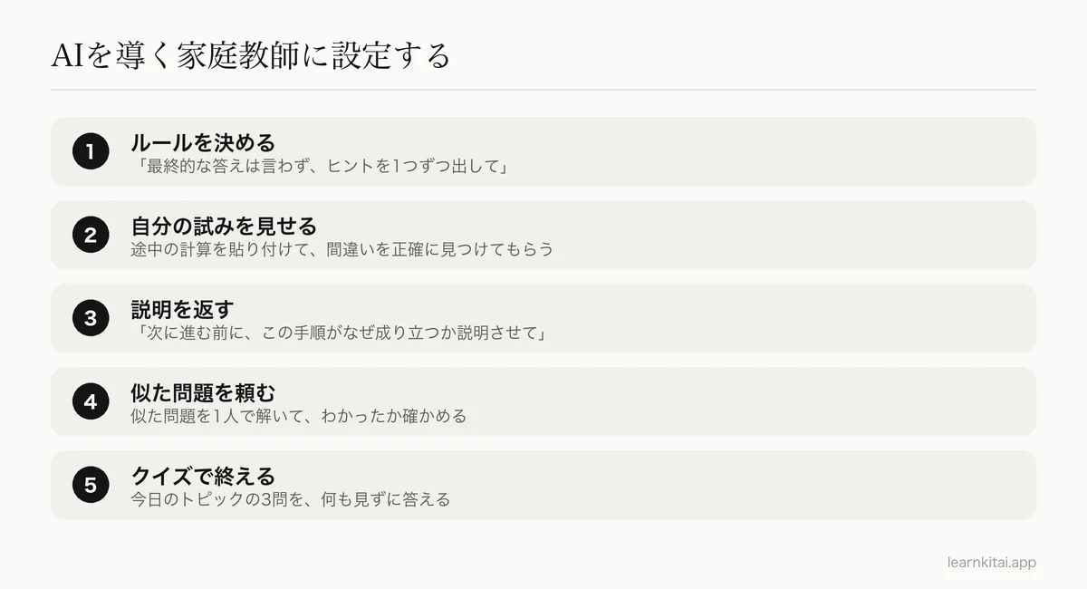チャットボットを、答えを出す機械ではなく導く家庭教師として働かせるための5つのステップ