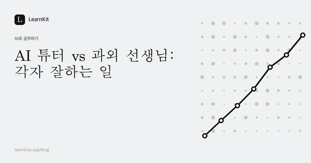 차분한 흑백 패턴 위에 쓰인 제목 AI 튜터 vs 과외 선생님: 각자 잘하는 일