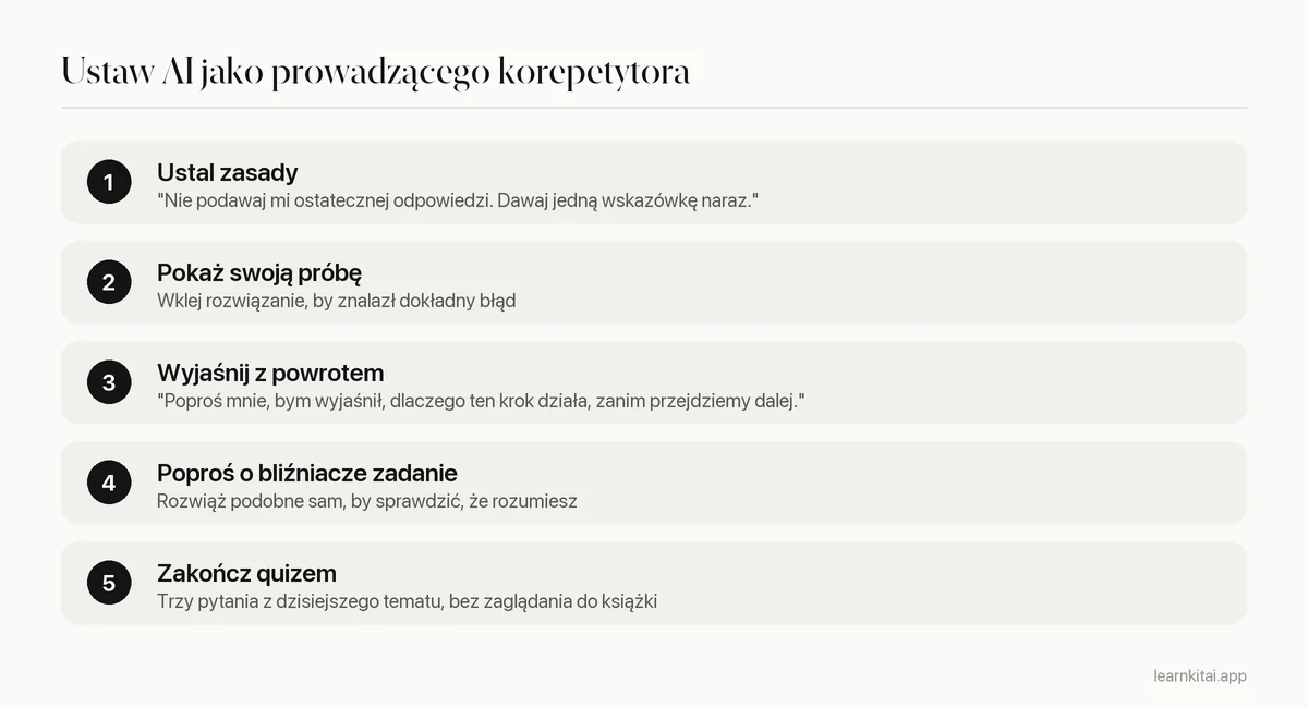Pięć kroków ustawiania chatbota, by działał jak prowadzący korepetytor, a nie maszyna do odpowiedzi