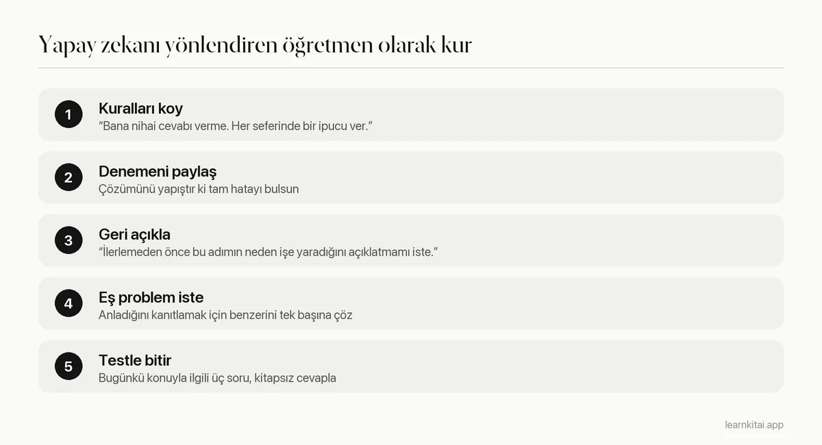 Bir sohbet botunu cevap makinesi yerine yönlendiren bir öğretmen gibi davranacak şekilde kurmanın beş adımı