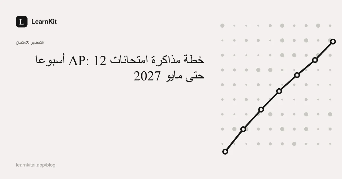 عنوان «خطة مذاكرة امتحانات AP: 12 أسبوعًا حتى مايو 2027» فوق نقش هادئ أحادي اللون