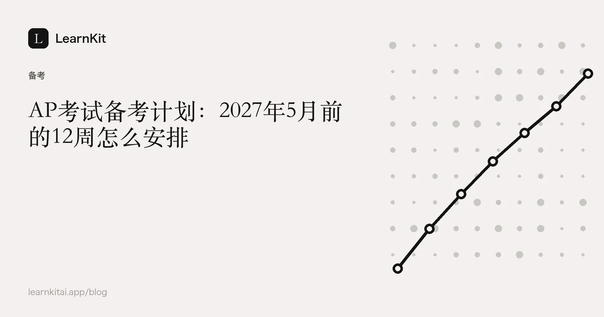 标题《AP考试备考计划:2027年5月前的12周怎么安排》,置于宁静的黑白图案之上