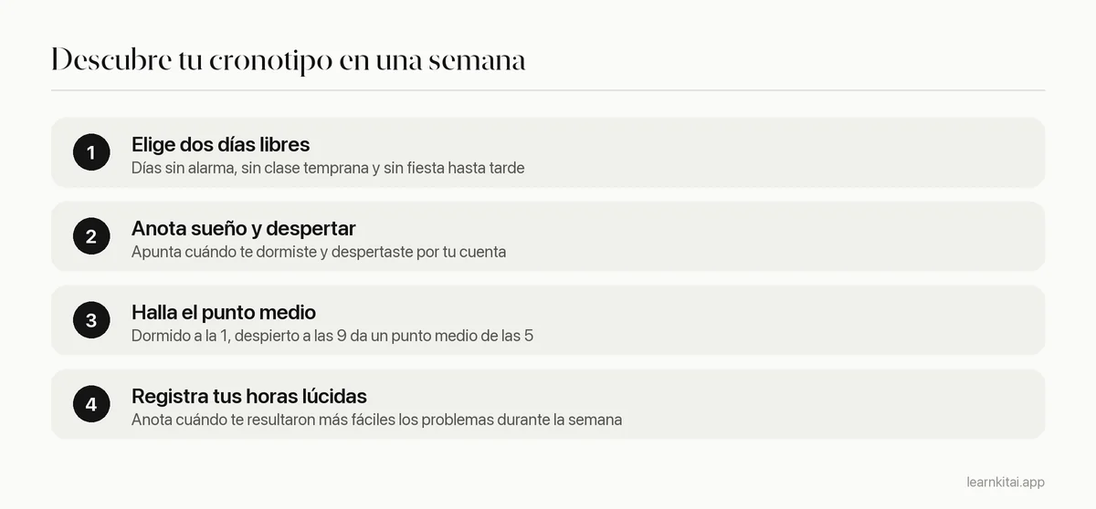 Cuatro pasos para estimar tu cronotipo a partir de tu sueño en días libres