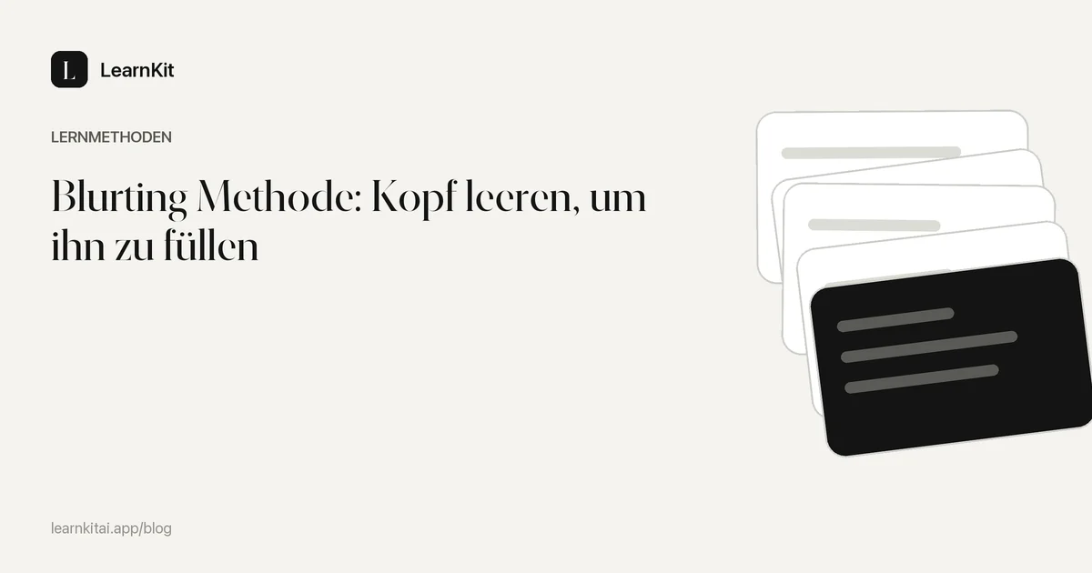 Der Titel Blurting Methode: Kopf leeren, um ihn zu füllen vor einem ruhigen, einfarbigen Muster