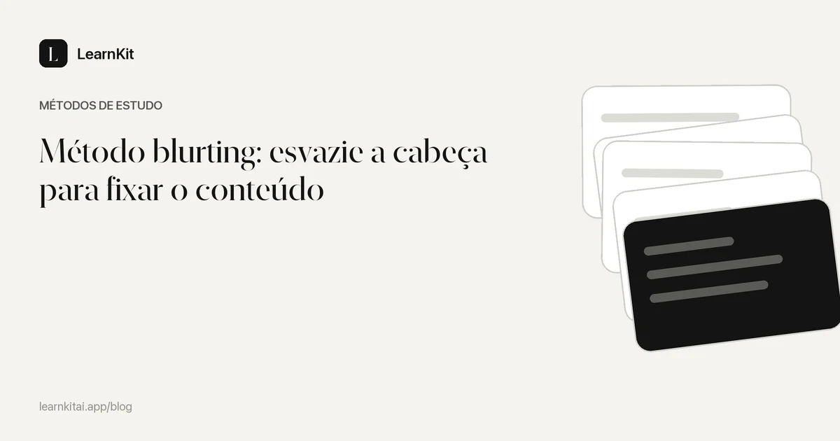 O título Método blurting: esvazie a cabeça para fixar o conteúdo sobre um padrão monocromático e sereno