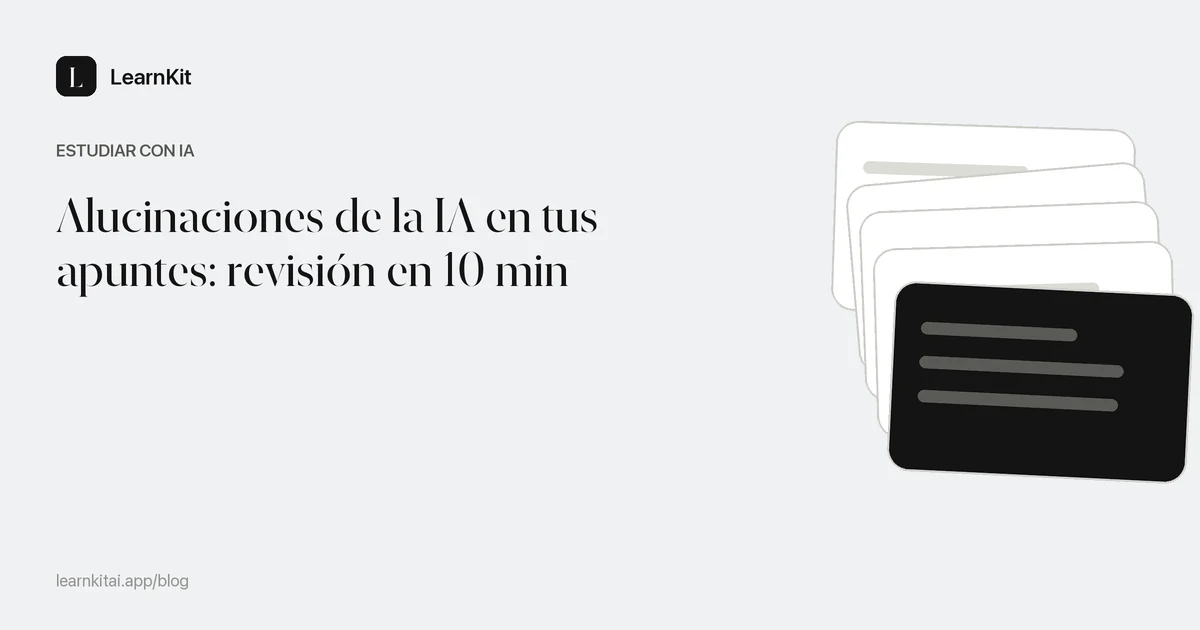 El título Alucinaciones de la IA en tus apuntes: revisión en 10 min sobre un patrón monocromo y sereno