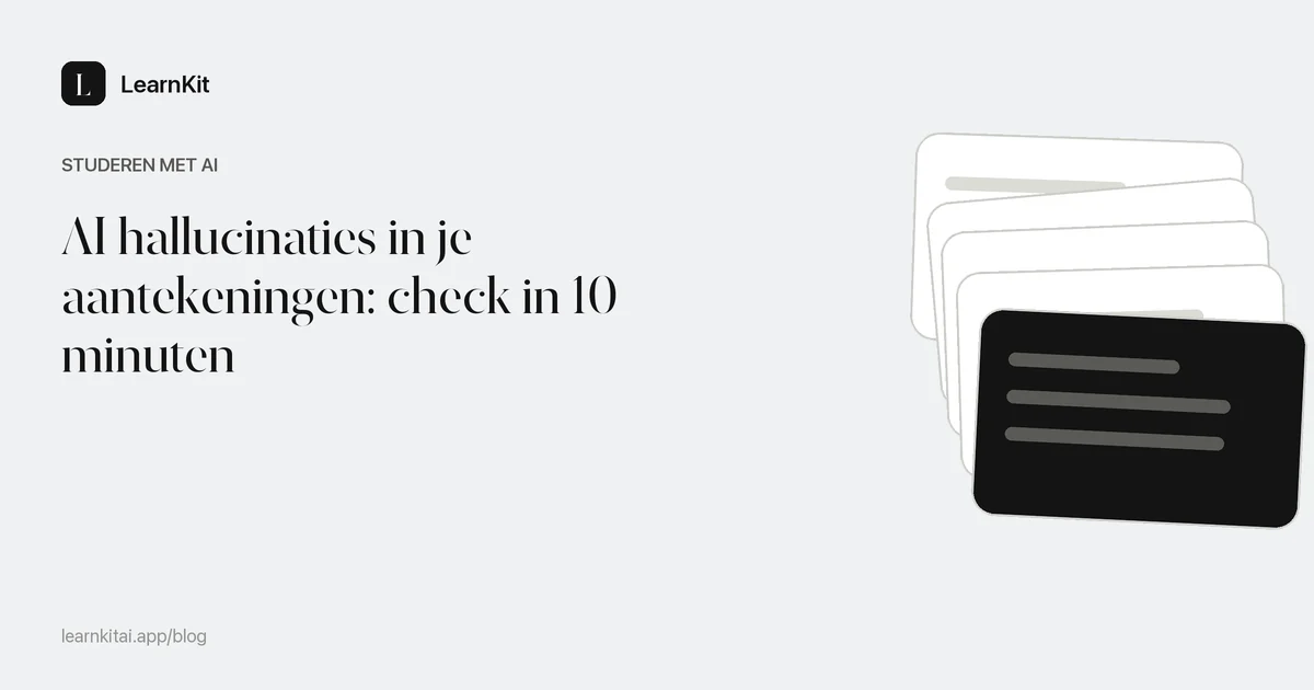 De titel AI hallucinaties in je aantekeningen: check in 10 minuten op een rustig monochroom patroon