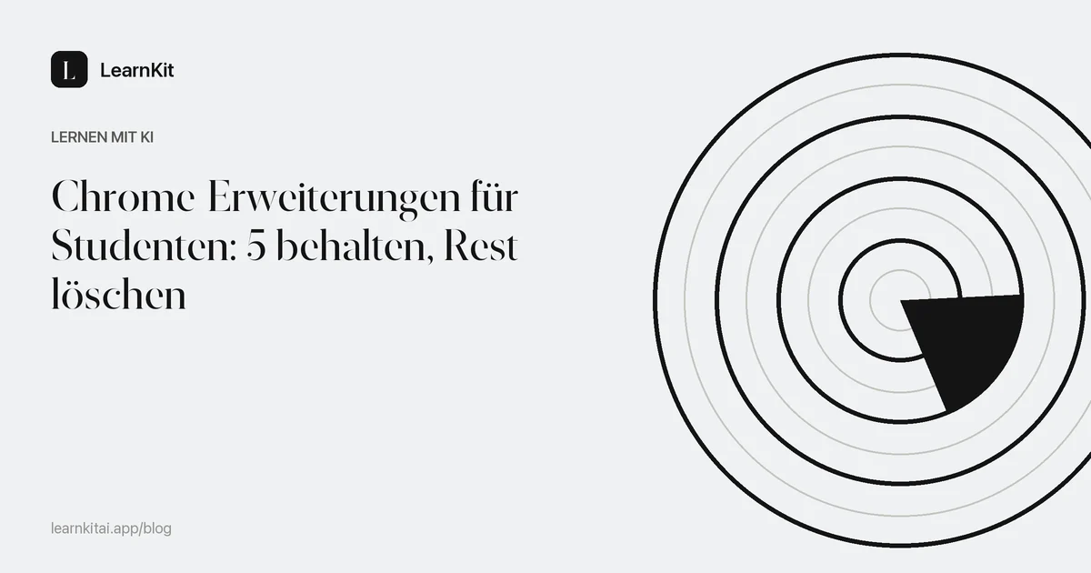 Der Titel Chrome-Erweiterungen für Studenten: 5 behalten, Rest löschen vor einem ruhigen, einfarbigen Muster