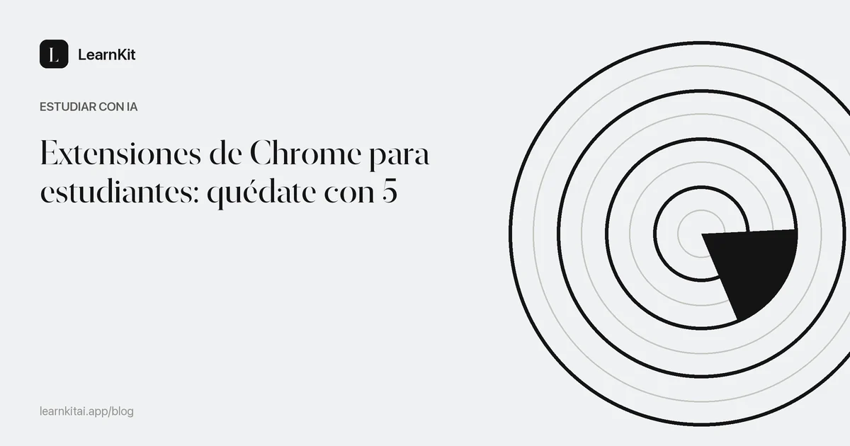 El título Extensiones de Chrome para estudiantes: quédate con 5 sobre un patrón monocromo y sereno
