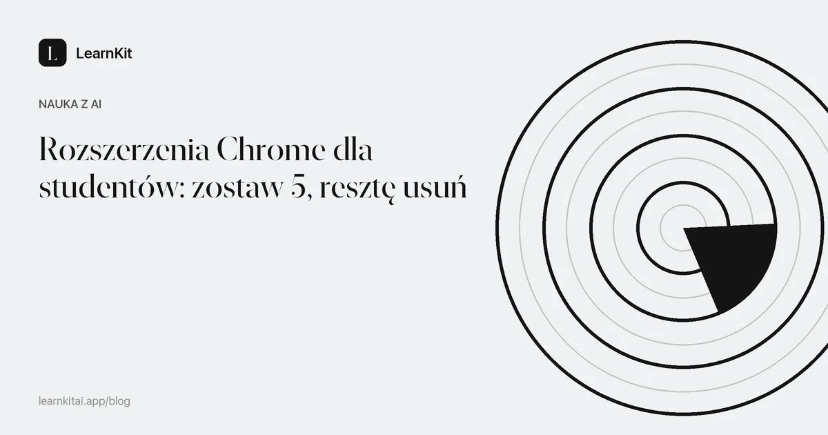 Tytuł Rozszerzenia Chrome dla studentów: zostaw 5, resztę usuń na spokojnym, monochromatycznym wzorze