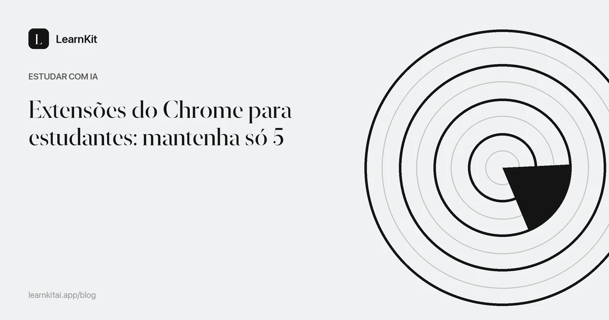 O título Extensões do Chrome para estudantes: mantenha só 5 sobre um padrão monocromático e sereno