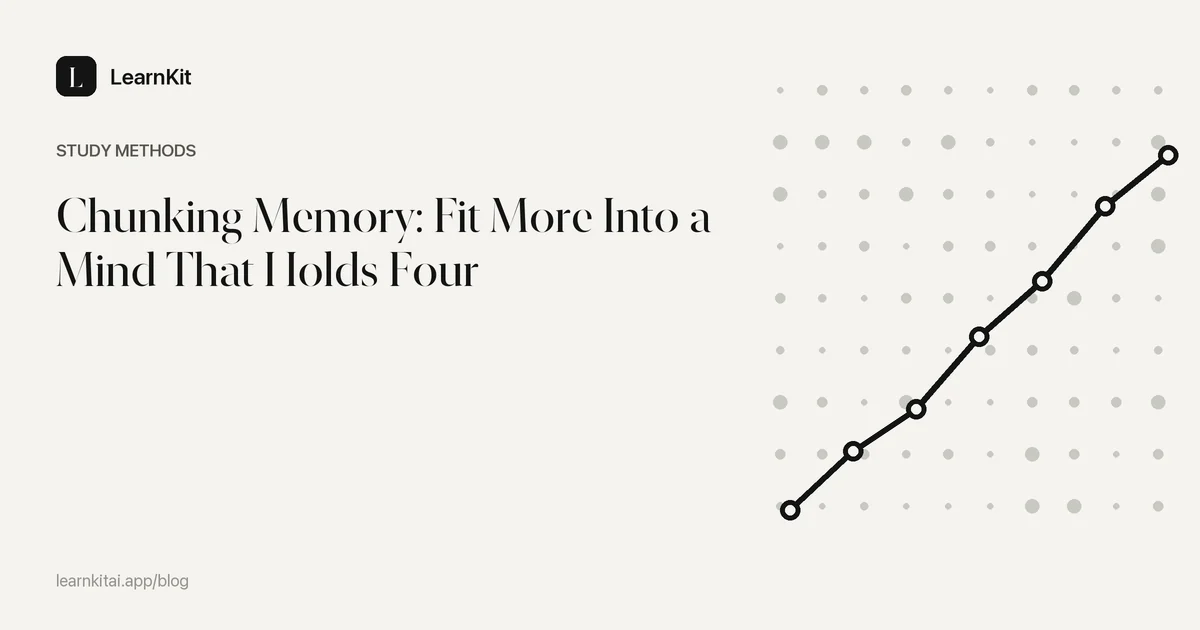 The title Chunking Memory: Fit More Into a Mind That Holds Four over a calm monochrome pattern