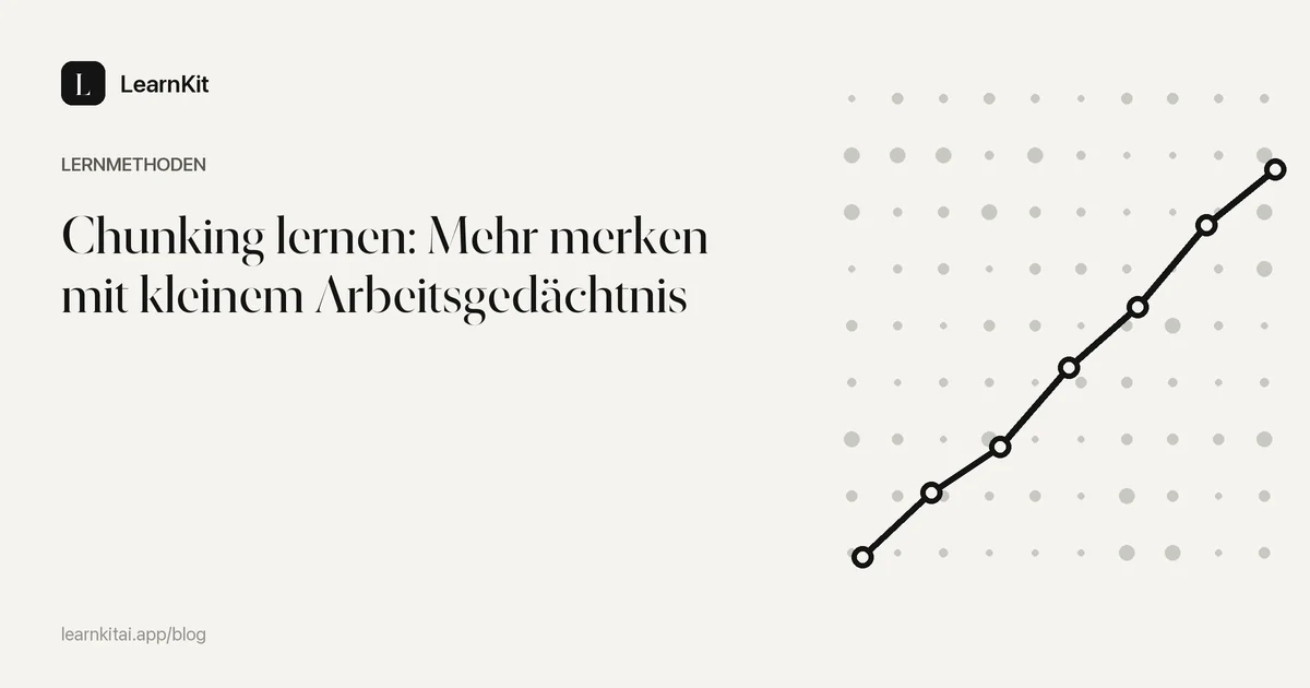 Der Titel Chunking lernen: Mehr merken mit kleinem Arbeitsgedächtnis vor einem ruhigen, einfarbigen Muster