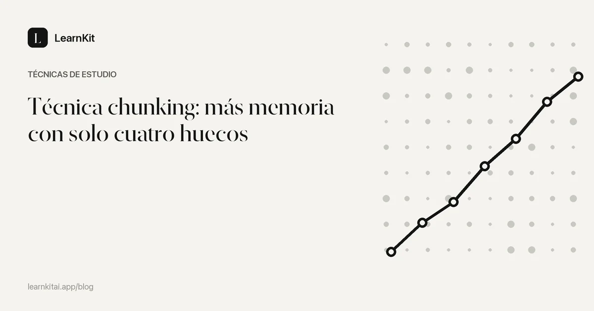 El título Técnica chunking: más memoria con solo cuatro huecos sobre un patrón monocromo y sereno
