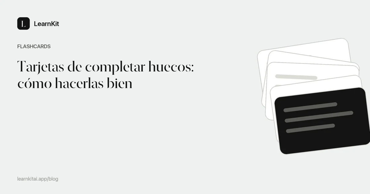El título Tarjetas de completar huecos: cómo hacerlas bien sobre un patrón monocromo y sereno