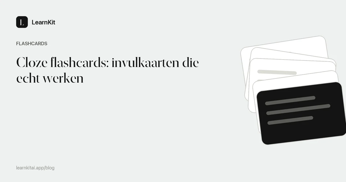 De titel Cloze flashcards: invulkaarten die echt werken op een rustig monochroom patroon