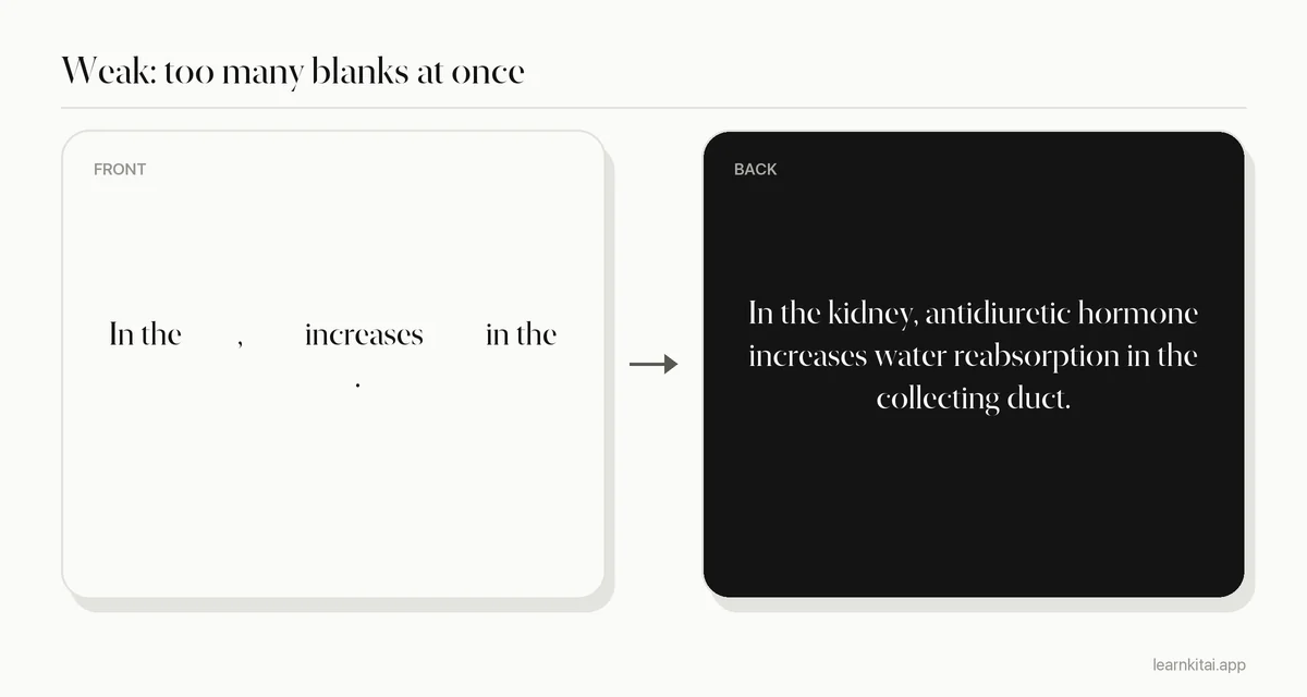 Weak cloze card with most of the sentence hidden, leaving almost no context