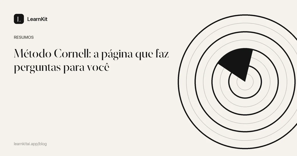 O título Método Cornell: a página que faz perguntas para você sobre um padrão monocromático e sereno