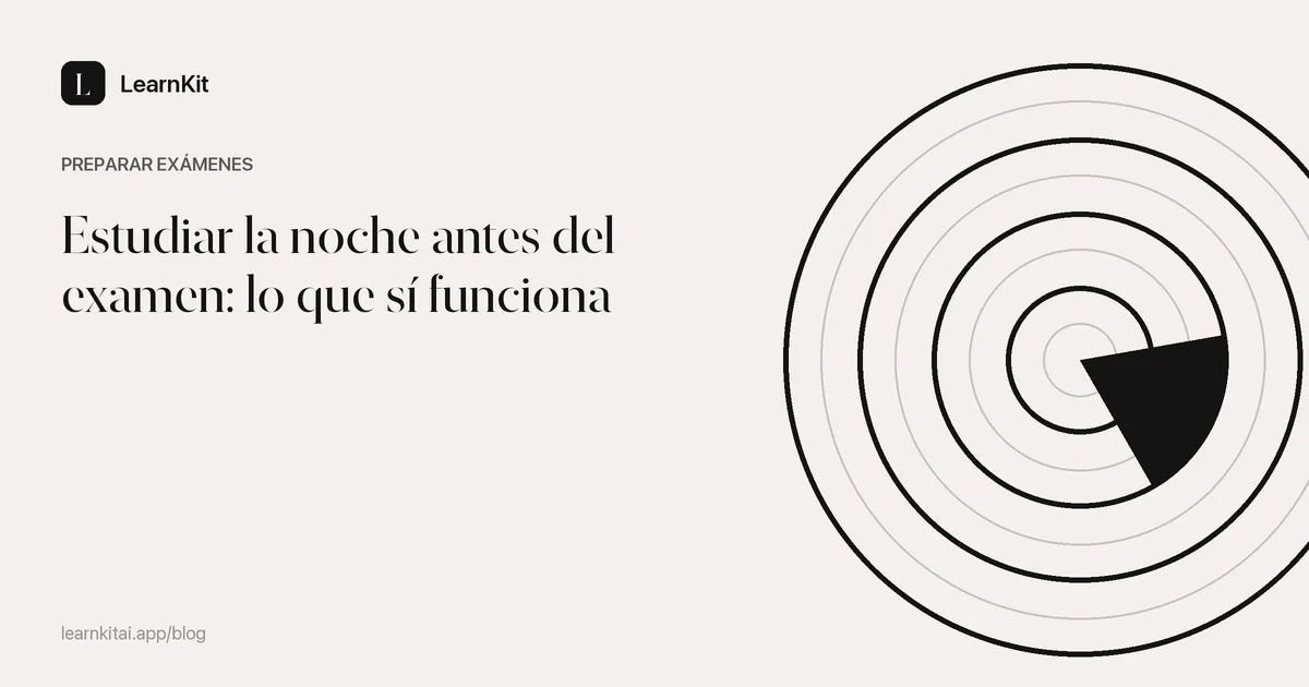 El título Estudiar la noche antes del examen: lo que sí funciona sobre un patrón monocromo y sereno