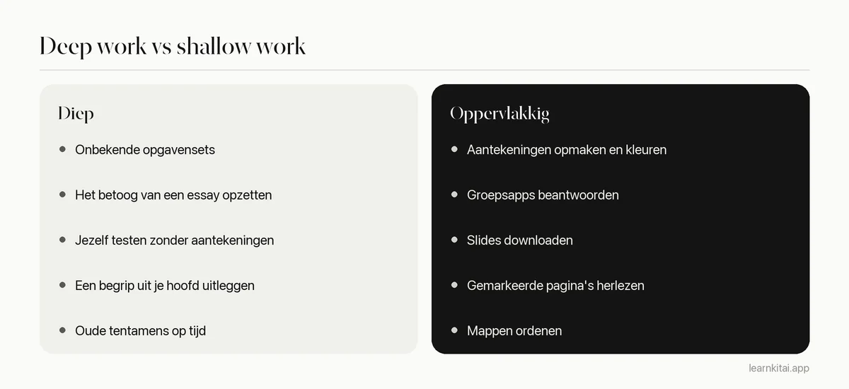 Vergelijking van diepe en oppervlakkige studietaken