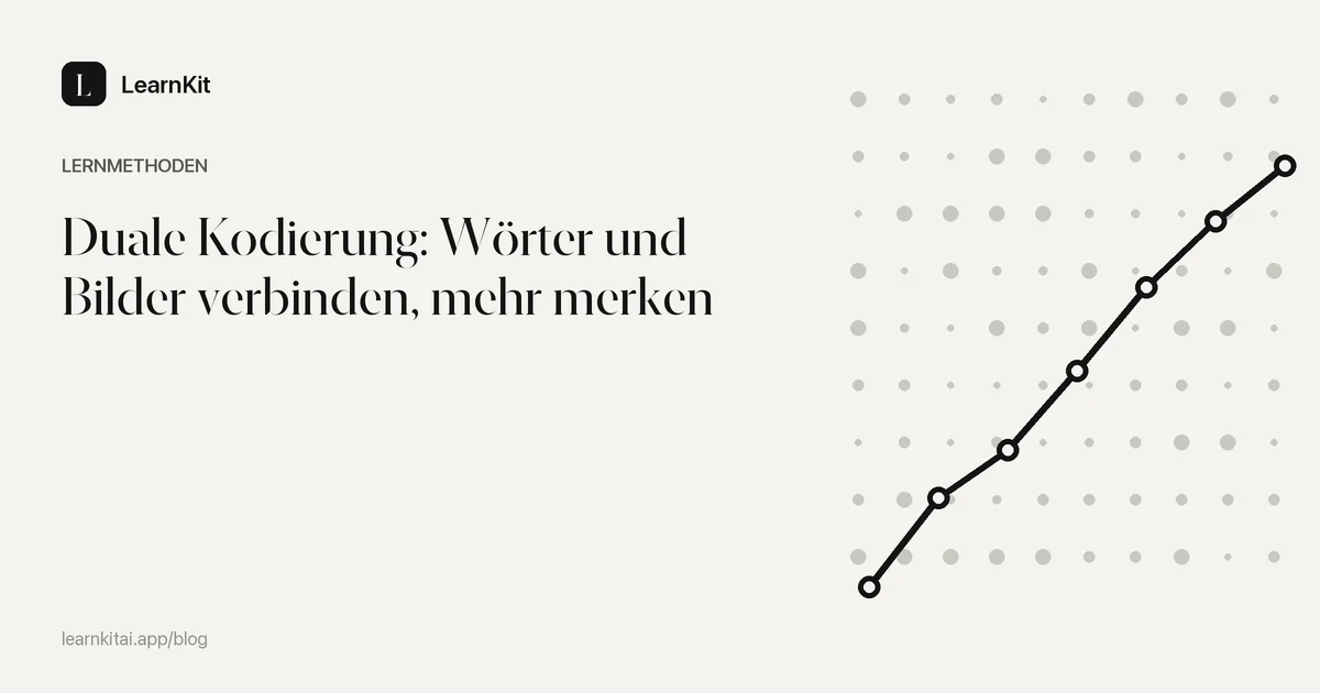 Der Titel Duale Kodierung: Wörter und Bilder verbinden, mehr merken vor einem ruhigen, einfarbigen Muster