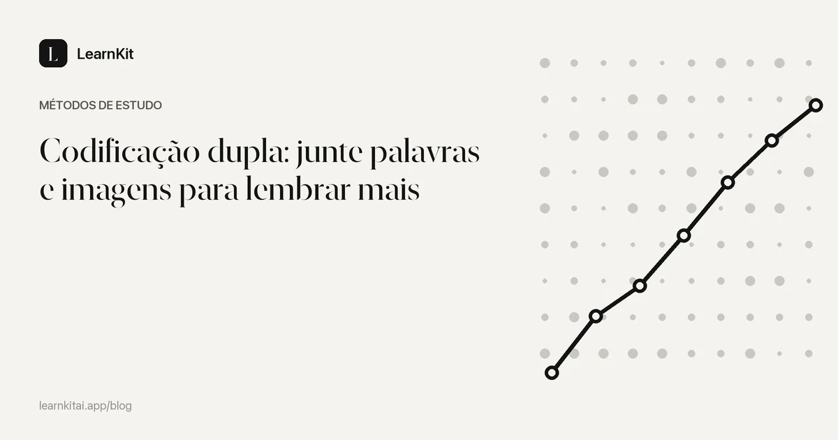 O título Codificação dupla: junte palavras e imagens para lembrar mais sobre um padrão monocromático e sereno