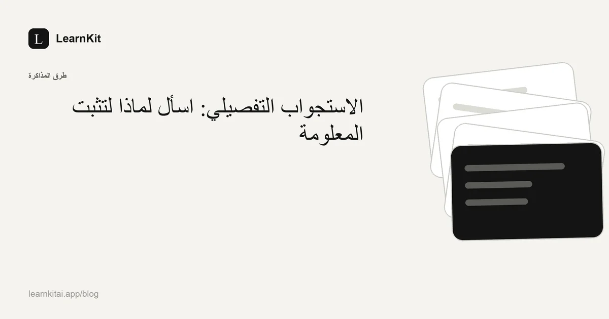 عنوان المقال «الاستجواب التفصيلي: اسأل لماذا لتثبت المعلومة» فوق نقش هادئ أحادي اللون