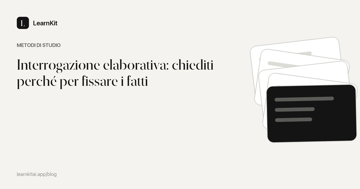 Il titolo Interrogazione elaborativa: chiediti perché per fissare i fatti su un motivo monocromatico tenue