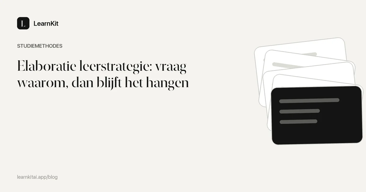 De titel Elaboratie leerstrategie: vraag waarom, dan blijft het hangen op een rustig monochroom patroon