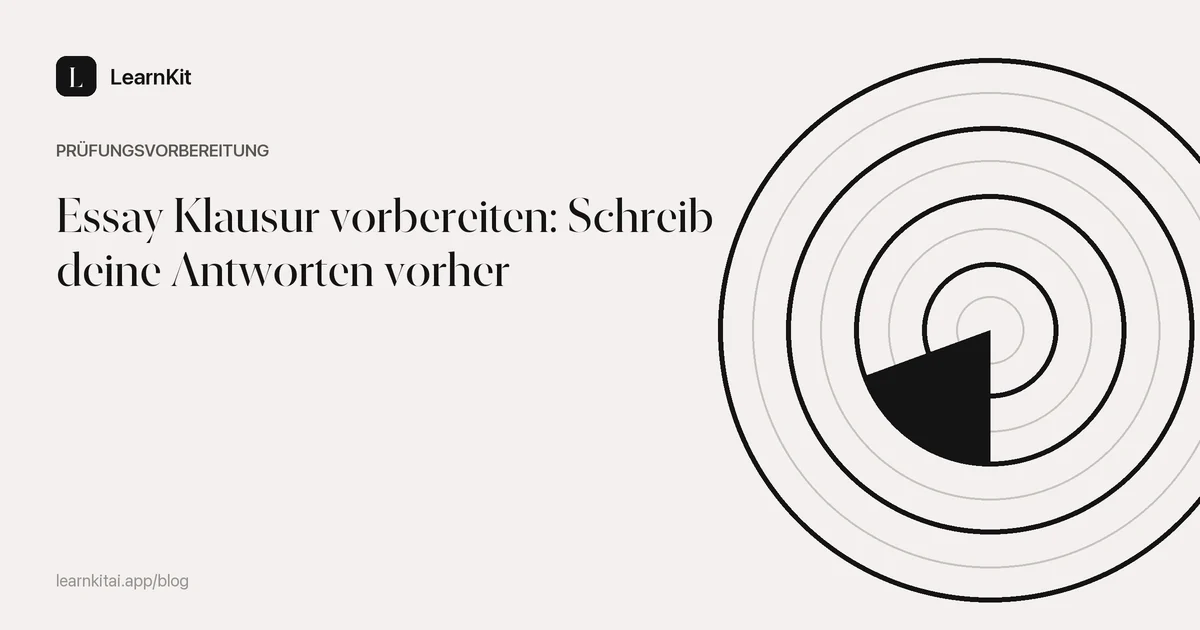 Der Titel Essay Klausur vorbereiten: Schreib deine Antworten vorher vor einem ruhigen, einfarbigen Muster