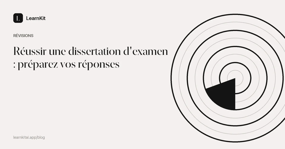 Le titre Réussir une dissertation d'examen : préparez vos réponses sur un motif monochrome épuré