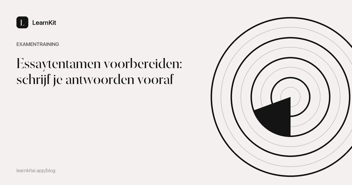 Artikeltitel Essaytentamen voorbereiden: schrijf je antwoorden vooraf op een rustig monochroom patroon