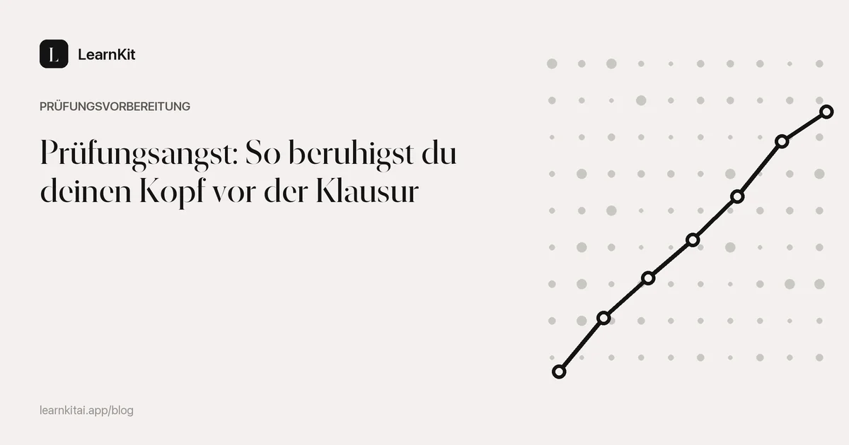 Der Titel Prüfungsangst: So beruhigst du deinen Kopf vor der Klausur vor einem ruhigen, einfarbigen Muster