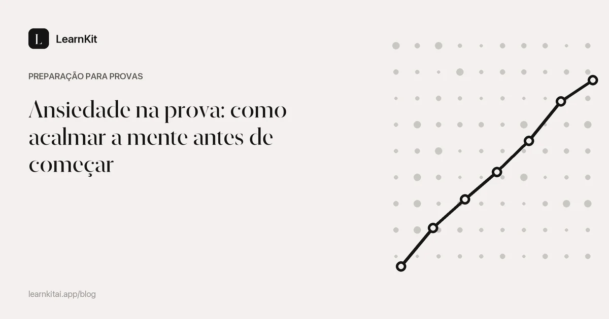 Título do artigo Ansiedade na prova: como acalmar a mente antes de começar sobre um padrão monocromático e sereno