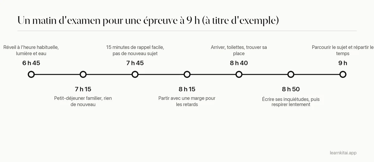 Chronologie d'un matin d'examen, du réveil à la première question