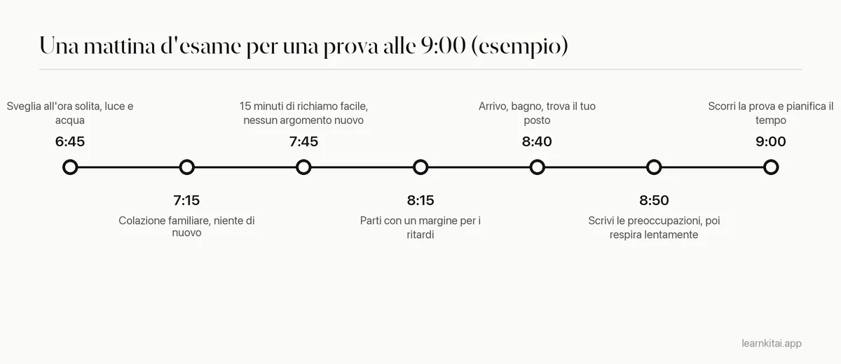 Cronologia di una mattina d'esame dalla sveglia alla prima domanda