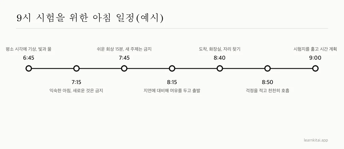 일어나서 첫 문제까지 시험 당일 아침 일정