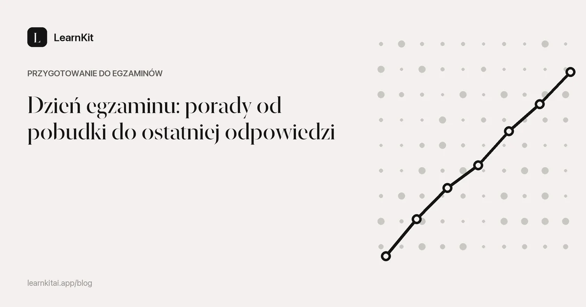 Tytuł Dzień egzaminu: porady od pobudki do ostatniej odpowiedzi na spokojnym, monochromatycznym wzorze