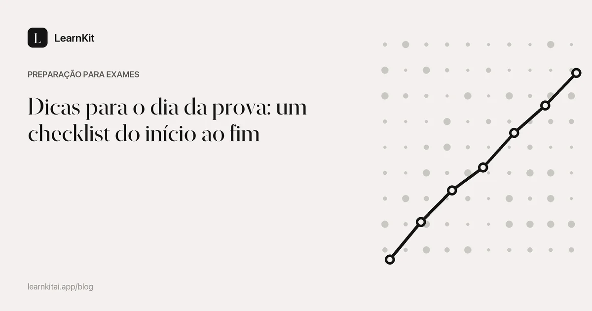 O título Dicas para o dia da prova: um checklist do início ao fim sobre um padrão monocromático e sereno
