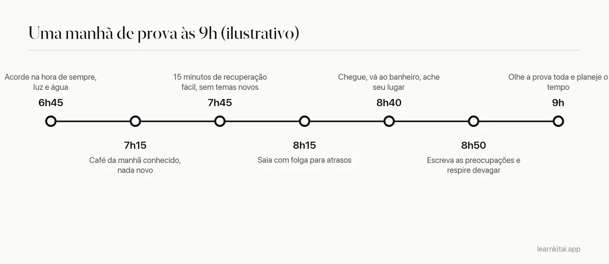 Linha do tempo de uma manhã de prova, de acordar até a primeira questão