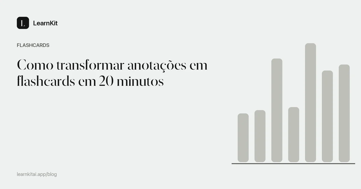 Título do artigo Como transformar anotações em flashcards em 20 minutos sobre um padrão monocromático e sereno